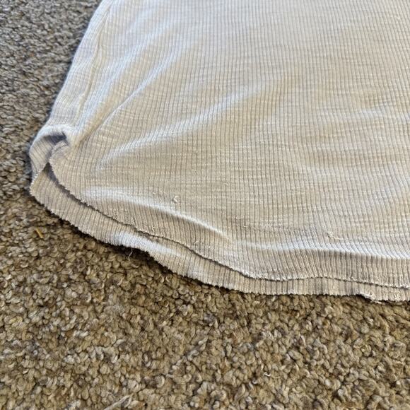 Stateside Gray Beige Split Sleeve Basic Tank Scoop Neck Size S USA Made Raw Hem‎ - Picture 2 of 8